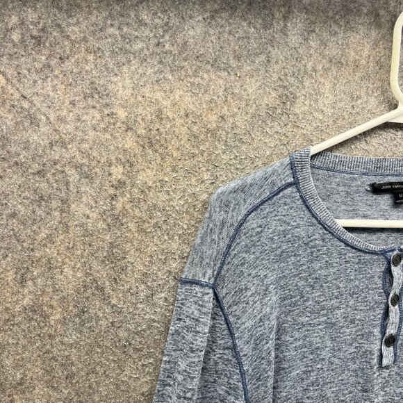 John Varvatos U.S.A. Henley Shirt Mens Medium Gray Long Sleeve Lightweight - Picture 4 of 10